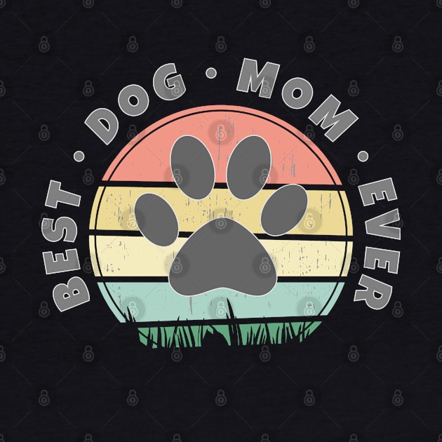 Best Dog Mom Ever Retro Sunset Vector Graphics v.2 by RamoryPrintArt